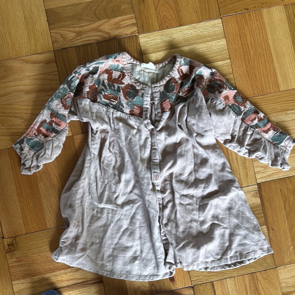 Kids Floral Embroidered dusty pink Top/dress